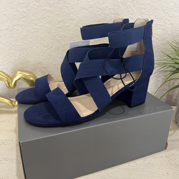 Liz Claiborne Emmah Womens Open Toe Ankle Strap Sandals Navy Size 11 New - Picture 4 of 9